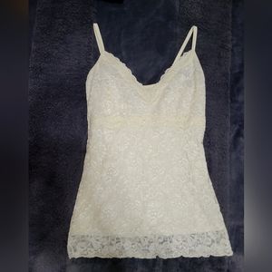 White House Black Market White Lace Cami S